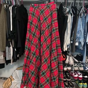 Vintage Plaid Red and Green Women's Skirt